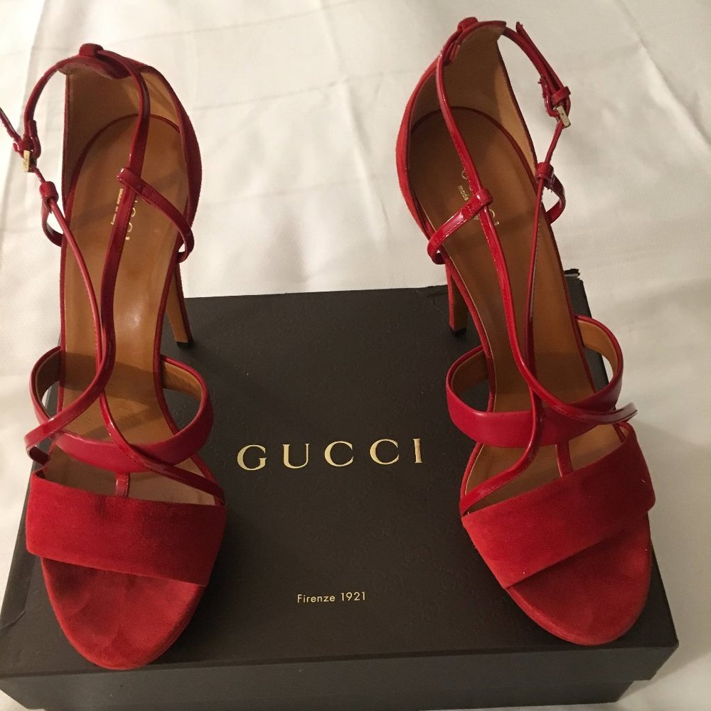 Gucci Kid Scamosc / Vern Crystal Tabasco Heels View 4